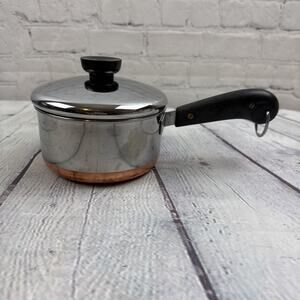 VTG Pre-1968 Revere Ware Copper Clad Pot 1 Quart 5.5" Sauce Pan 2363973 With Lid